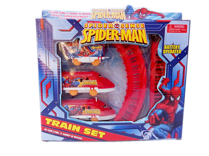 Railway train toy B/O track car spider-man car toy
